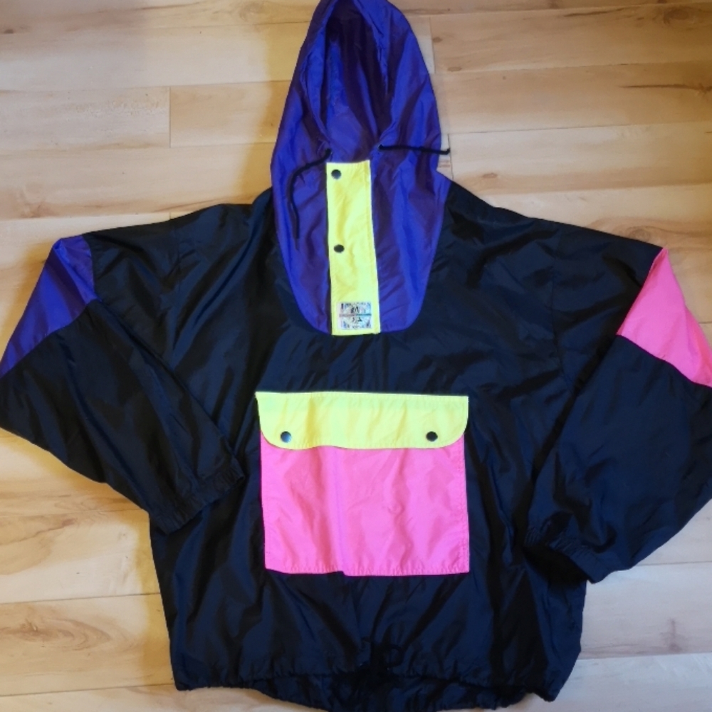 Neon color block windbreaker